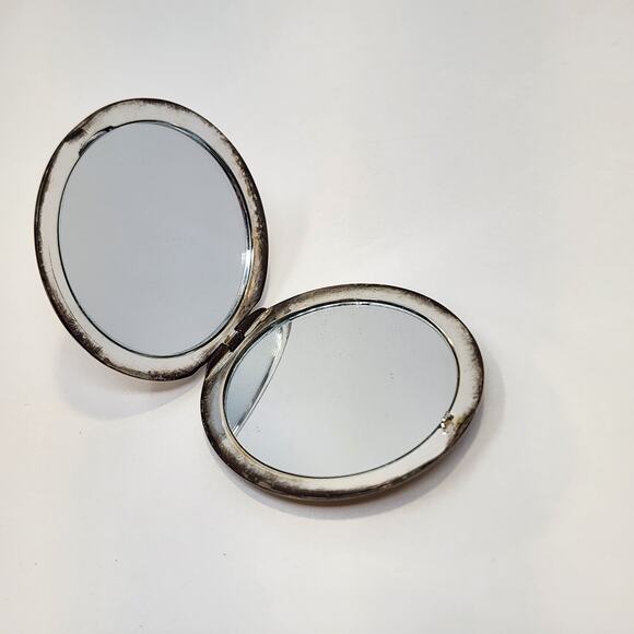 Lola Rose Silver Plated Compact Double Mirror Vintage Enamel Crystal Ornate - Picture 3 of 5